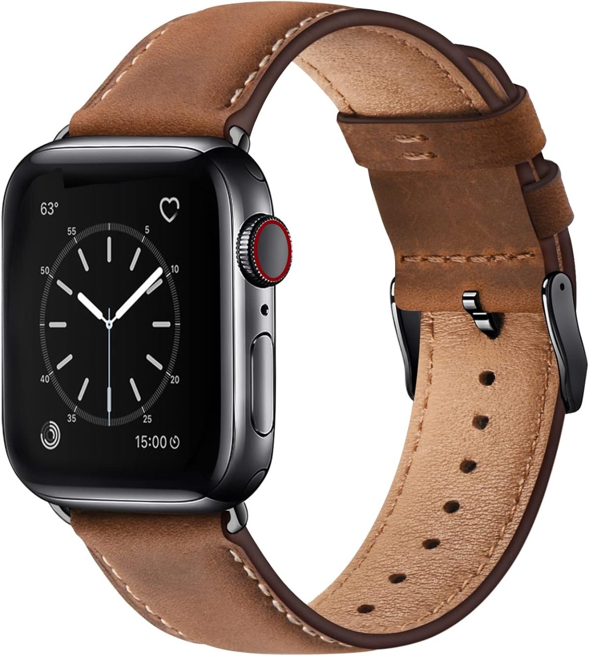 SUNFWR Leather Bands Compatible with Apple Watch Band 49mm 45mm 44mm 42mm for Men Women, Top Grain Genuine Leather Replacement Strap for iWatch Ultra2 Ultra SE2 SE Series 9 8 7 6 5 4 3 2 1