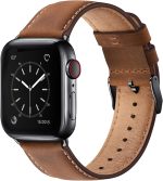SUNFWR Leather Bands Compatible with Apple Watch Band 49mm 45mm 44mm 42mm for Men Women, Top Grain Genuine Leather Replacement Strap for iWatch Ultra2 Ultra SE2 SE Series 9 8 7 6 5 4 3 2 1