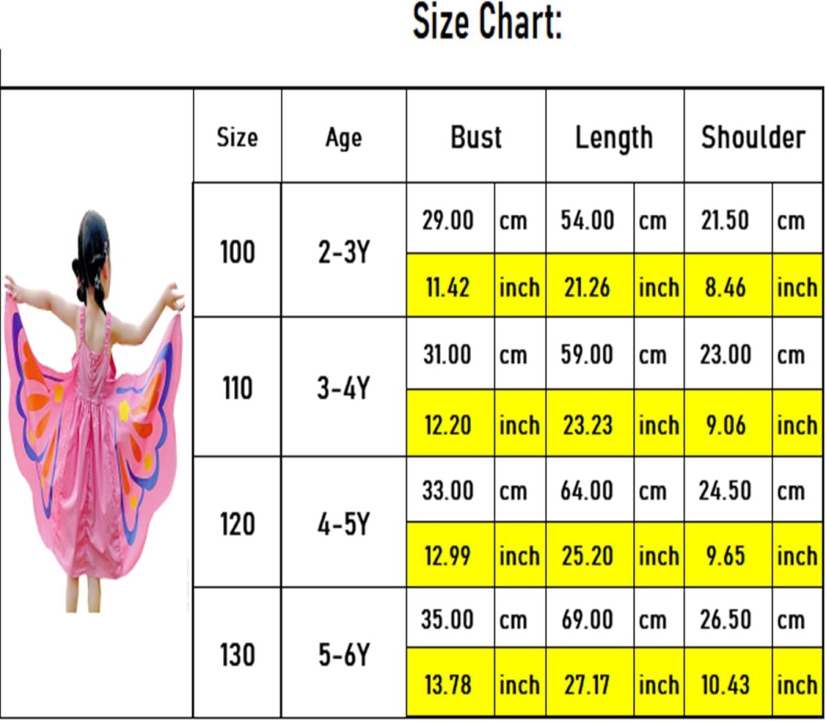 ⁦LIKPOJA Girls Summer Dresses Butterfly Floral Rainbow Casual Dress Cotton Shirt Short Sleeve Dress for Kids Age 2-6 Years Old⁩ - الصورة ⁦7⁩