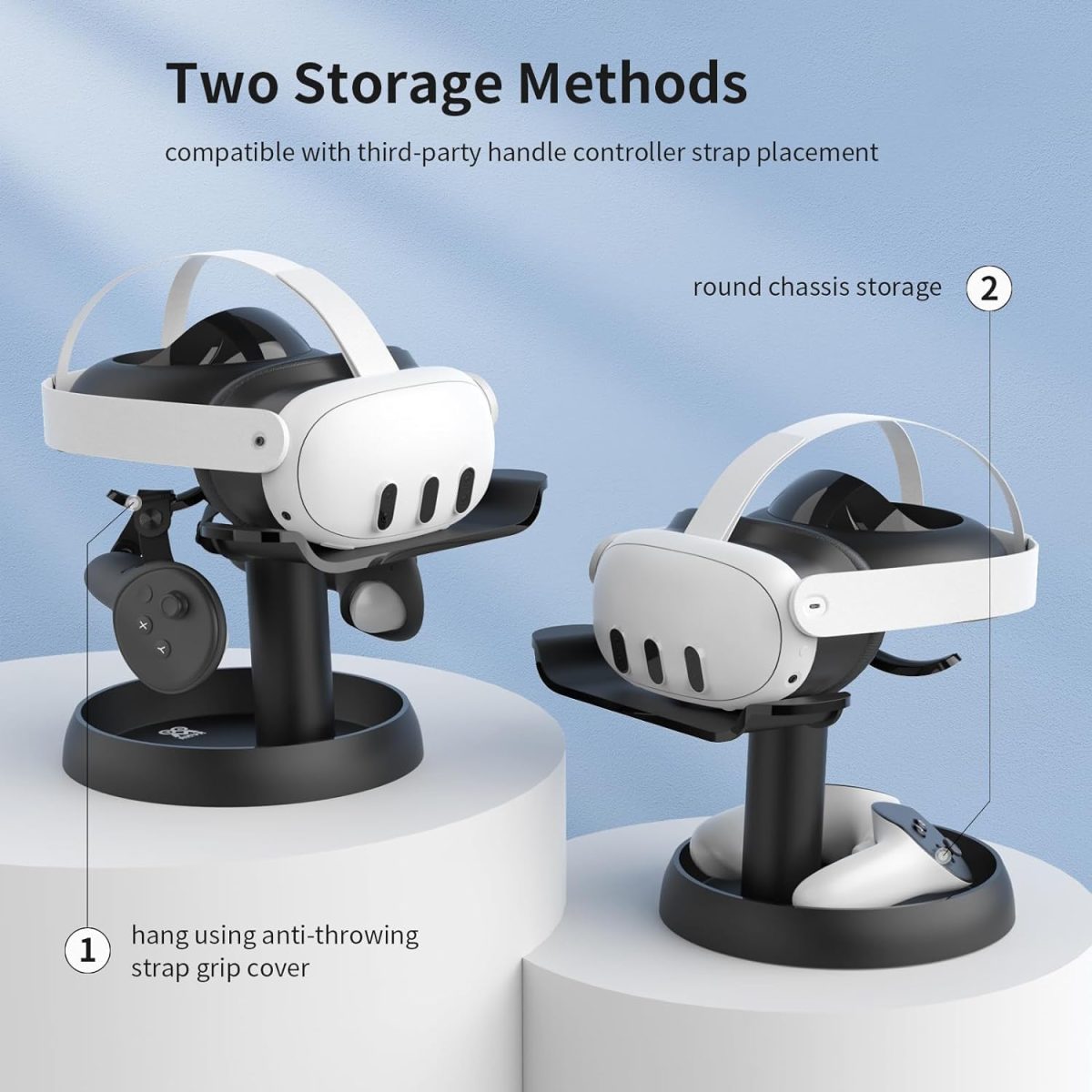 ⁦Stand Holder for Quest 3s/Quest 3/Quest 2/Pico 4/for PSVR 2/for Vision Pro, Universal VR Headset Display Dock, Stable Bracket Storage Round Base, Mount Install Easy⁩ - الصورة ⁦3⁩