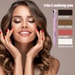 ⁦قلم مكياج متعدد الاستخدامات 4 في 1 من سويوكفي، قلم تحديد للشفاه، قلم تحديد للشفاه، قلم تحديد الحواجب، هايلايتر، زهري، لمسة نهائية مضيئة⁩ - الصورة ⁦2⁩