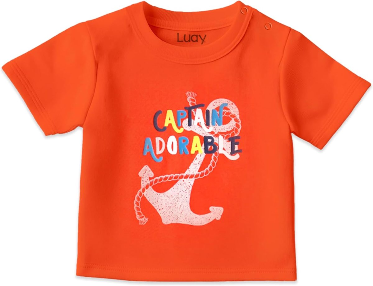 ⁦LUAY 100% Organic Cotton T-Shirts for Boys & Girls Festive Short Sleeve Styles in Vibrant Colors and Patterns for Kids and Toddlers_Regular Fit⁩ - الصورة ⁦4⁩