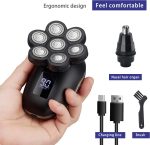 ⁦Electric Shaver for Men 5 in 1, Bald Head Shaver Waterproof, Upgraded Head Shaver 7 Floating Heads, Multifunctional Head Razors for with Nose Ear Trimmer, LED Display, 90 Mins Run time for Traval⁩ - الصورة ⁦3⁩