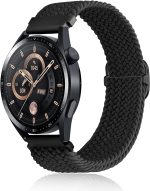 Agamino Braided Stretchy Straps Compatible With Huawei Watch Band GT 5 / GT5 Pro 46 mm for Women Men, 22mm Adjustable Elastic Nylon Wristbands