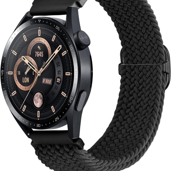 Agamino Braided Stretchy Straps Compatible With Huawei Watch Band GT 5 / GT5 Pro 46 mm for Women Men, 22mm Adjustable Elastic Nylon Wristbands