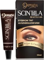 Demure Eyebrow Dye Kit, Professional Formula Brow Tint - contains Argan Oil & Castor Oil (Omega 6, Carotene, Vitamins А, Е, F), Fast and Safe Results (3.0 Dark Brown)