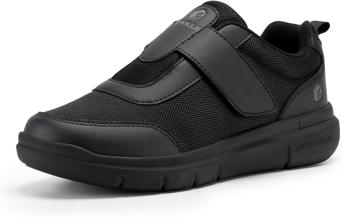 FitVille Shoes for Men Adjustable Slip-on Extra Wide Walking Shoes for Swollen Feet - EasyTop Duo Strap V4