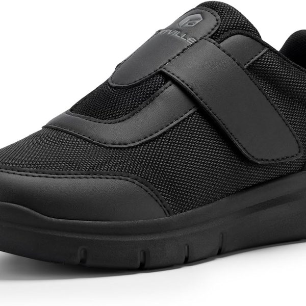 FitVille Shoes for Men Adjustable Slip-on Extra Wide Walking Shoes for Swollen Feet - EasyTop Duo Strap V4