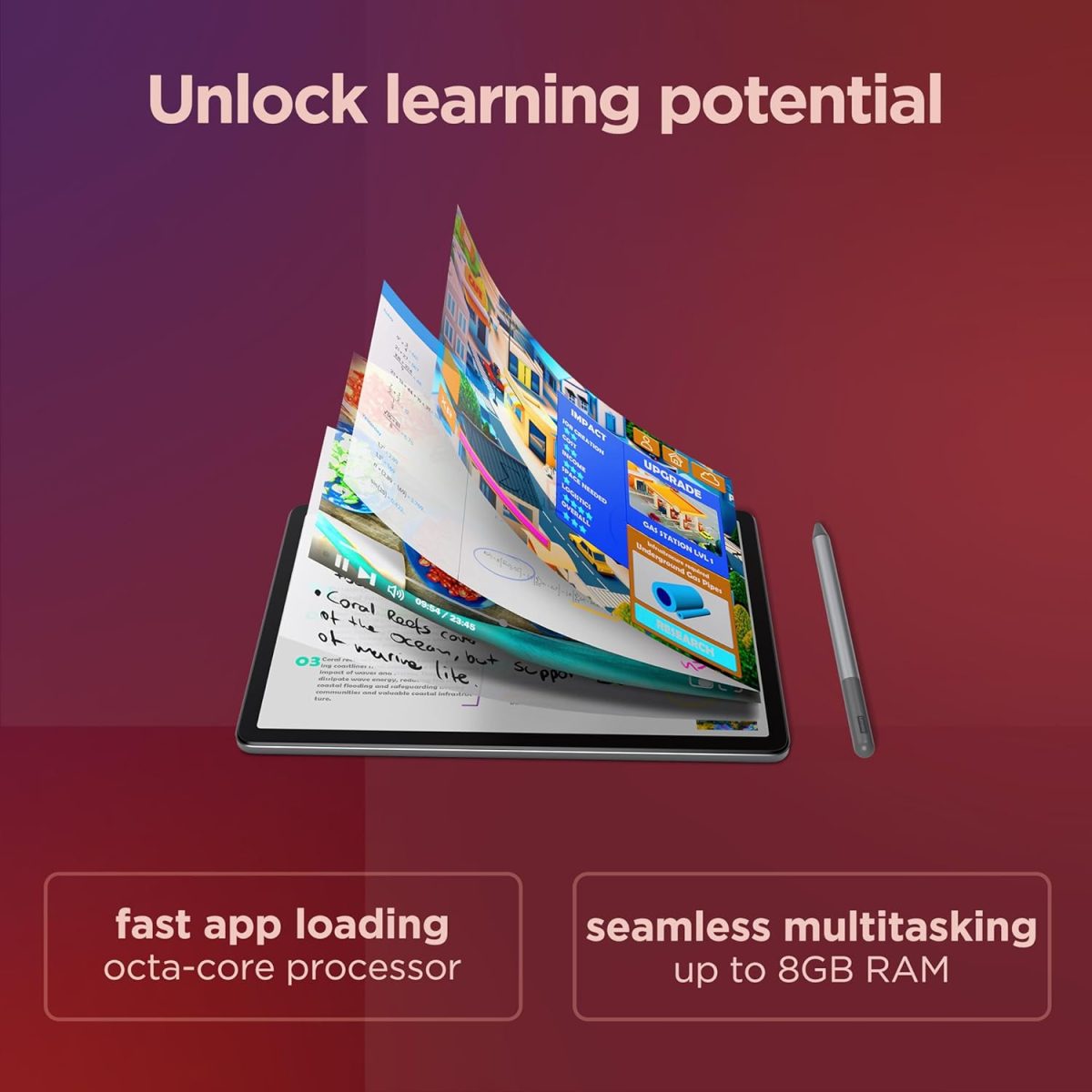 ⁦Lenovo Tab M11 Android Tablet | 11 Inch Full HD 1200p | 128 GB | Lenovo Tab Pen + Folio Case | WiFi | 4 GB RAM | Luna Grey | Designed for Portable Entertainment⁩ - الصورة ⁦11⁩