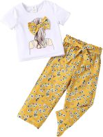 VeryNew Girl's 2 Piece Outfits,Toddler Girls clothes Fashion Printed T-Shirt and Pants Little Girls Outfits Set for 1-8Y