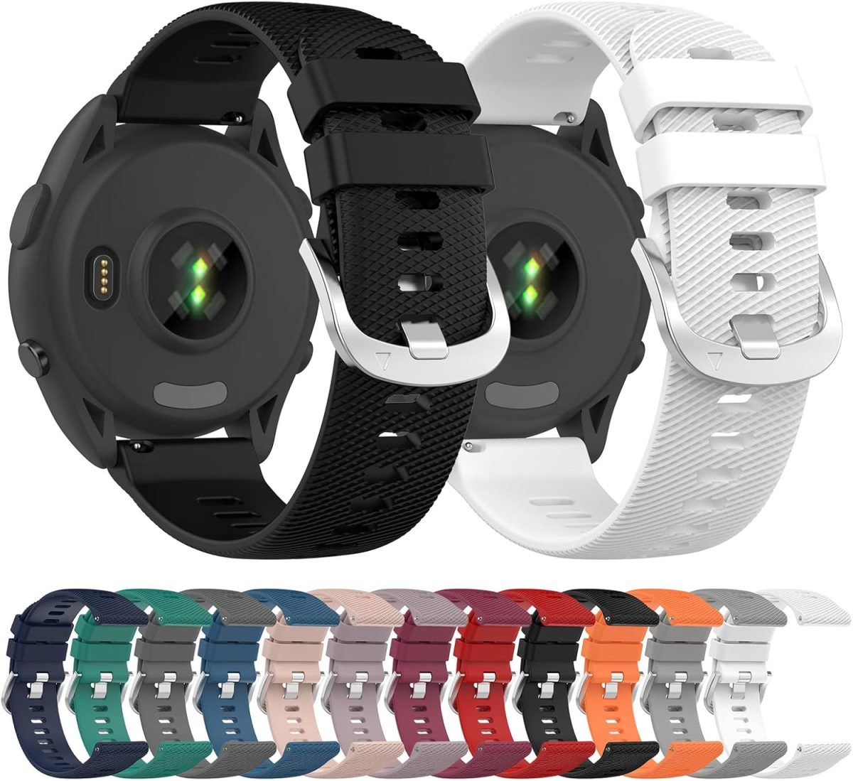 ⁦MOTONG For Garmin Forerunner 265S Replacement Band 18mm Replacement Wrist Watch Strap Band For Garmin Forerunner 265S/255S/255S Music(Silicone Black)⁩ - الصورة ⁦5⁩