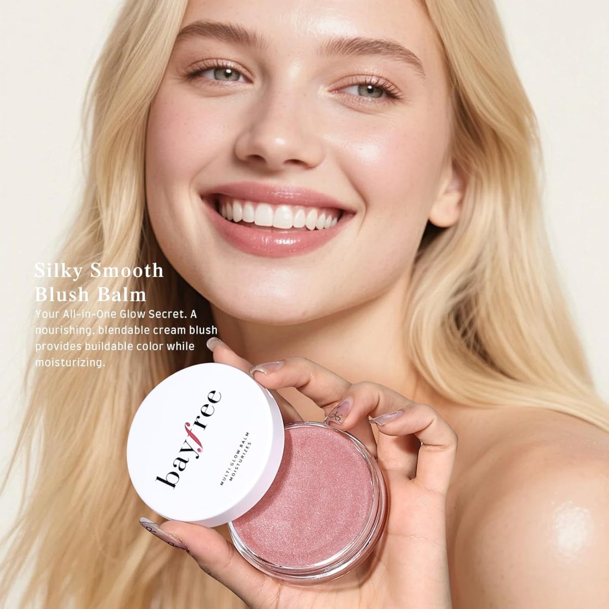 ⁦bayfree Multi Glow Balm Blush for Cheeks Blush Face Dewy Shine Light Texture Natural Vegan Hydrating Long Lasting Pink Sakura⁩ - الصورة ⁦8⁩