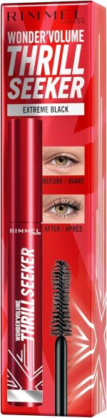 ⁦Rimmel London Thrill Seeker Mascara, Liquid Specialty Volumizing Extreme Black 001, 8 ml,⁩ - الصورة ⁦2⁩