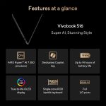 ⁦ASUS Vivobook S16 Laptop, Copilot+ PC, AMD Ryzen AI 7 350 with XDNA NPU, 16GB Memory, 1TB SSD, Neutral Black, M5606KA-DS76⁩ - الصورة ⁦3⁩