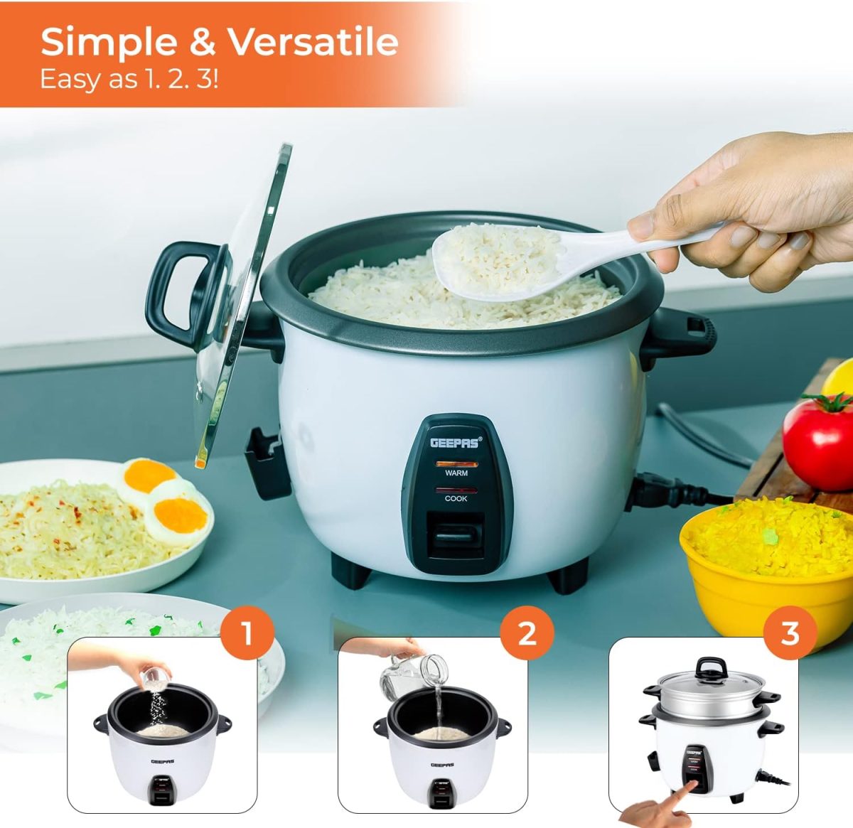 ⁦Geepas 1 Liter Electric Rice Cooker⁩ - الصورة ⁦5⁩