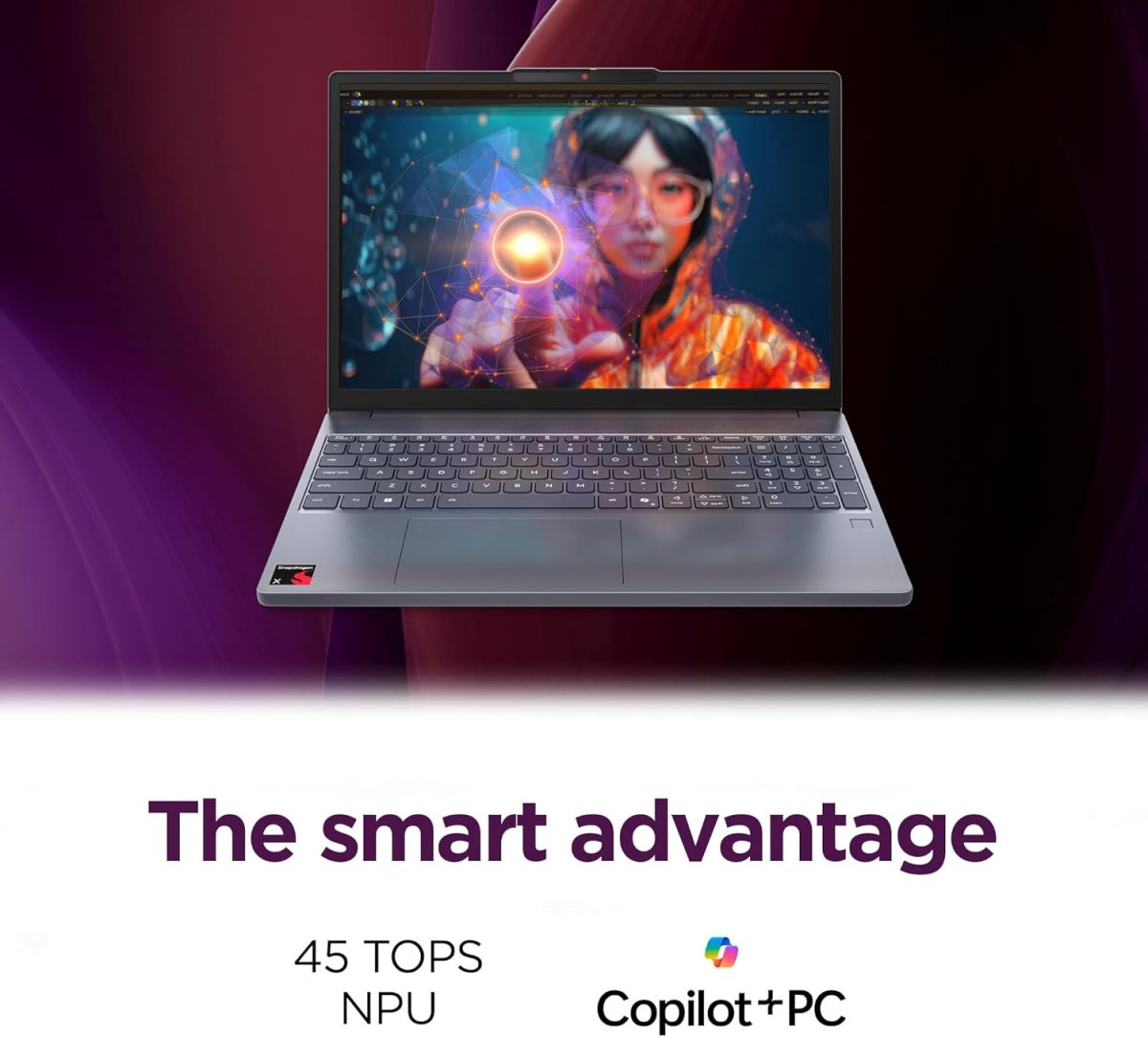 ⁦Lenovo IdeaPad Slim 3X - 2025-15.3" WUXGA Display - 16GB Memory - 512 GB Storage - Qualcomm Snapdragon - Windows 11 Home - Luna Grey⁩ - الصورة ⁦7⁩