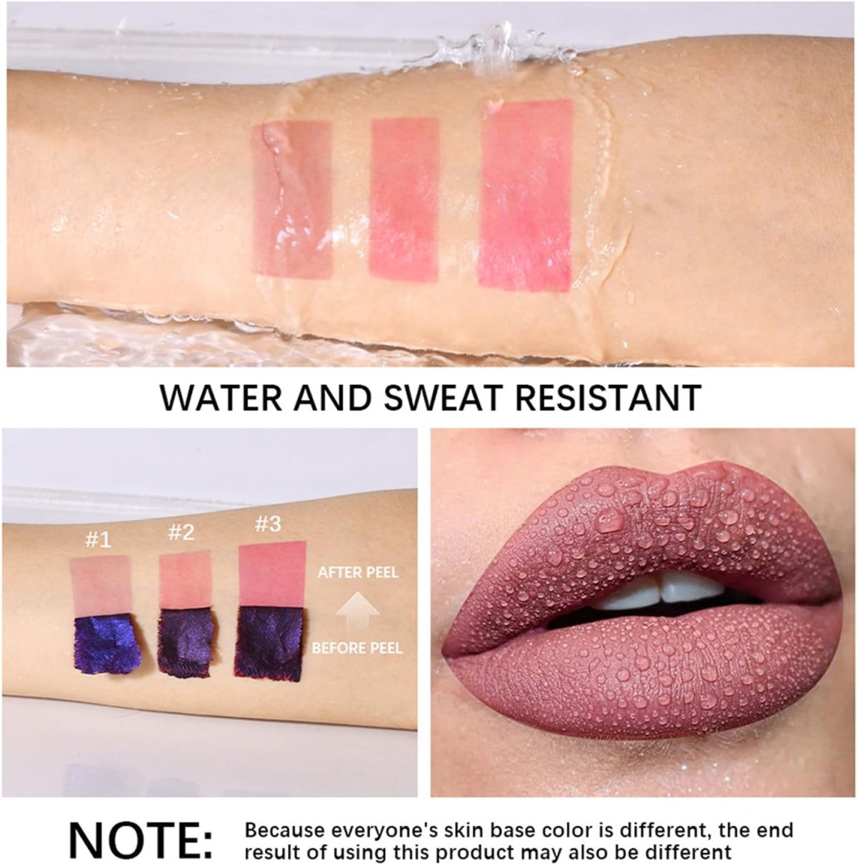 ⁦Lip Stain Peel Off, 3 Colors Lip Tint Peel Off, Matte Peel Off Lip Stain, Non-Stick Cup Tattoo Color Lip Gloss Set, Waterproof Long Lasting Lip Makeup for Women Girls⁩ - الصورة ⁦7⁩