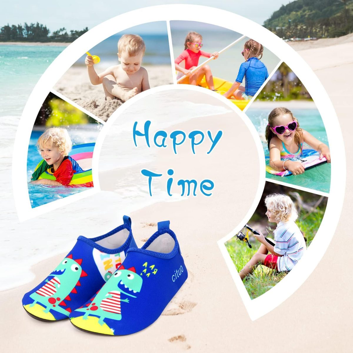 ⁦HI-FINE Water Shoes for Boys and Girls,Quick-Dry Barefoot Socks Snorkeling Shoes Water Socks for Outdoor Beach Swim Surf Walking Yoga⁩ - الصورة ⁦6⁩