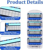⁦for Gillette Fusion Razors for Men, 1 for Gillette 5-Blade Razors Handle for Men’s Grooming, 4 Razor Blade Refills, Razor Blades with Lubrication Strip⁩ - الصورة ⁦5⁩