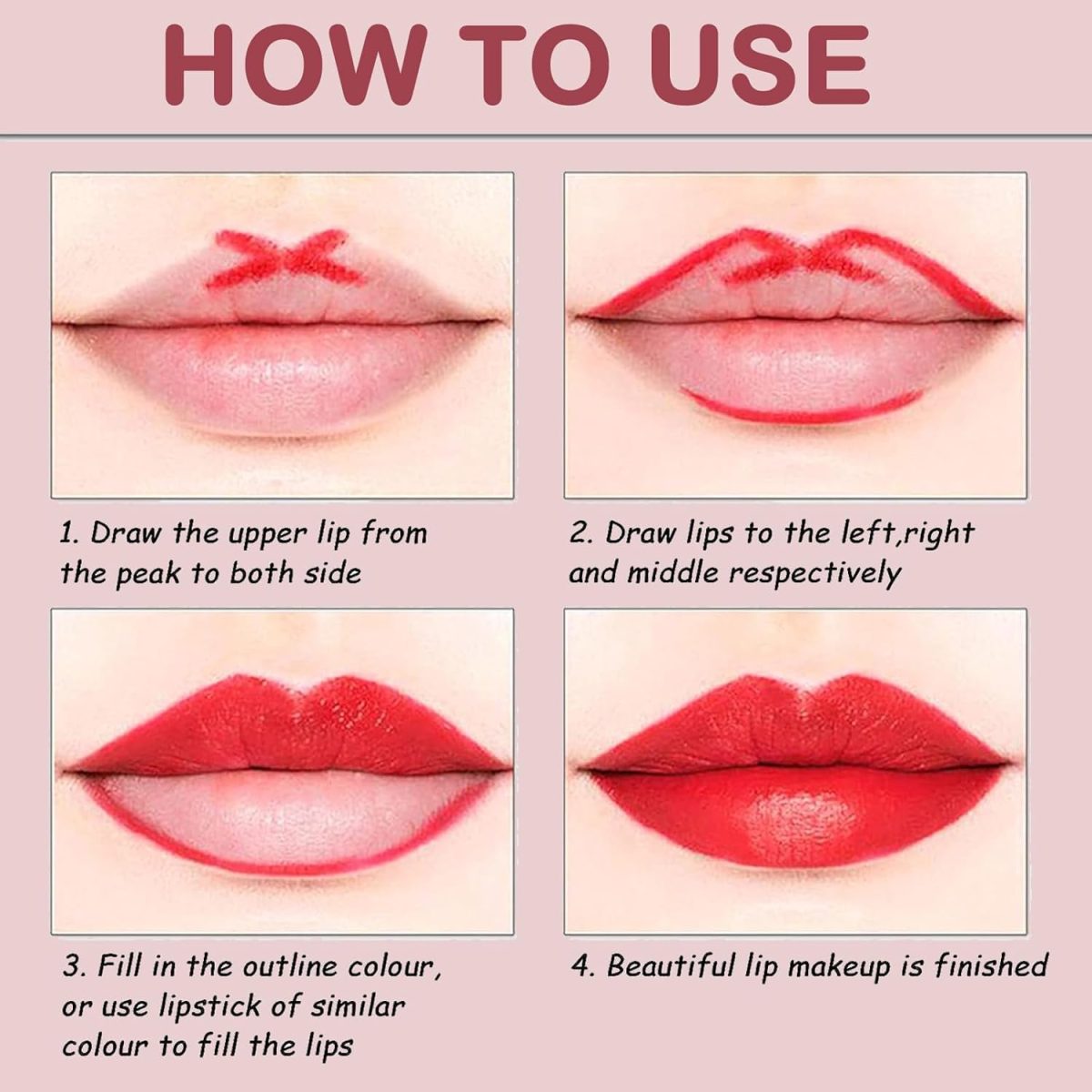 ⁦EXCEFORE Lip Liner and Lipstick Set, Matte Liquid Lipstick and Lip Liner Pens Set, Up to 12 Hour Wear, Non-Stick Cup Lip Gloss & Lip Line Pencil Set For Women (Bean Paste Color)⁩ - الصورة ⁦6⁩