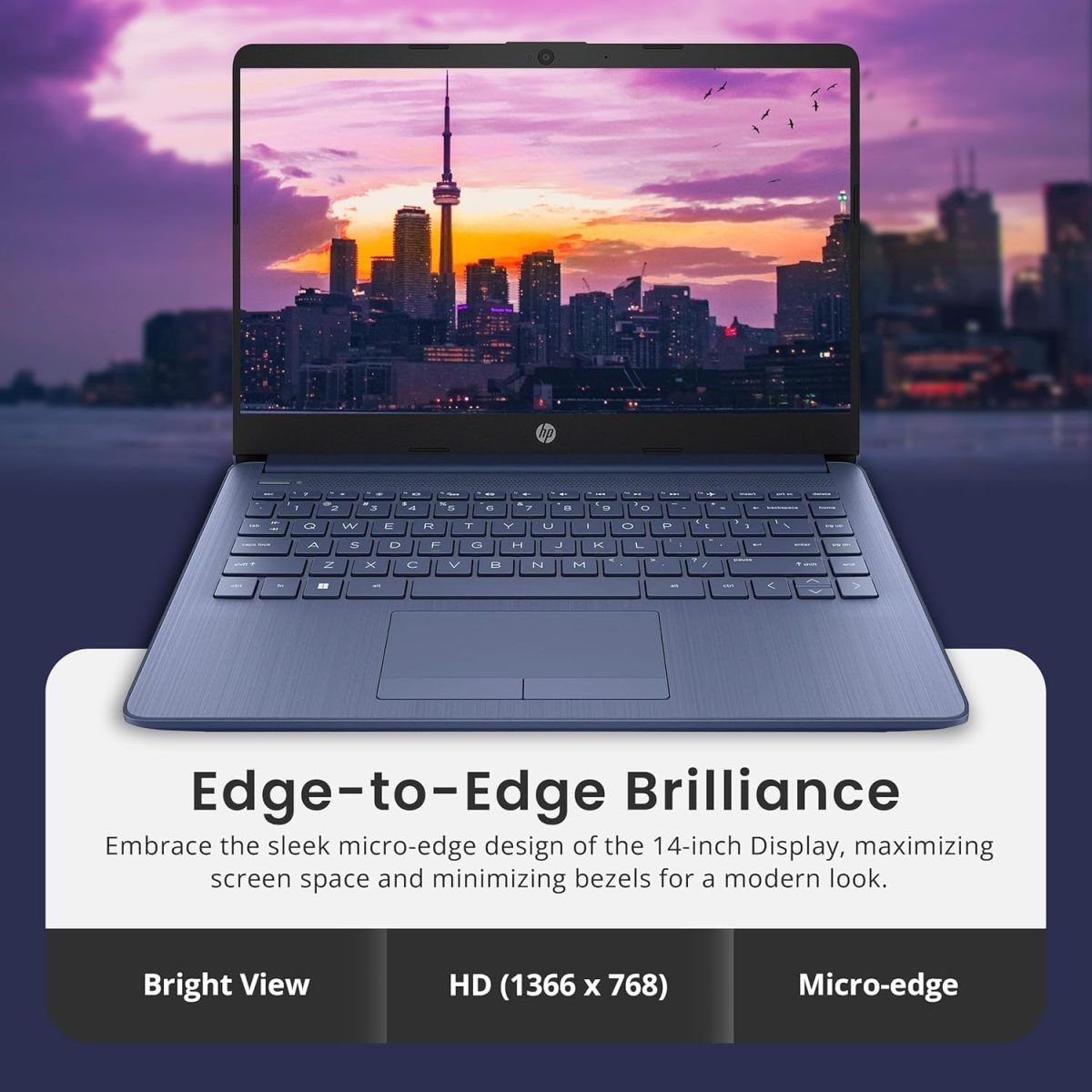 ⁦HP New 14" HD Ultral Light Thin Laptop, Quad-Core Intel Celeron Processor, 16GB RAM, 564GB (64GB eMMC+ 500GB Ext), Wi-Fi, Upto 11 Hours, Windows 11 S + 1 Year Office 365+HubxcelAccessory, Royal Blue⁩ - الصورة ⁦4⁩