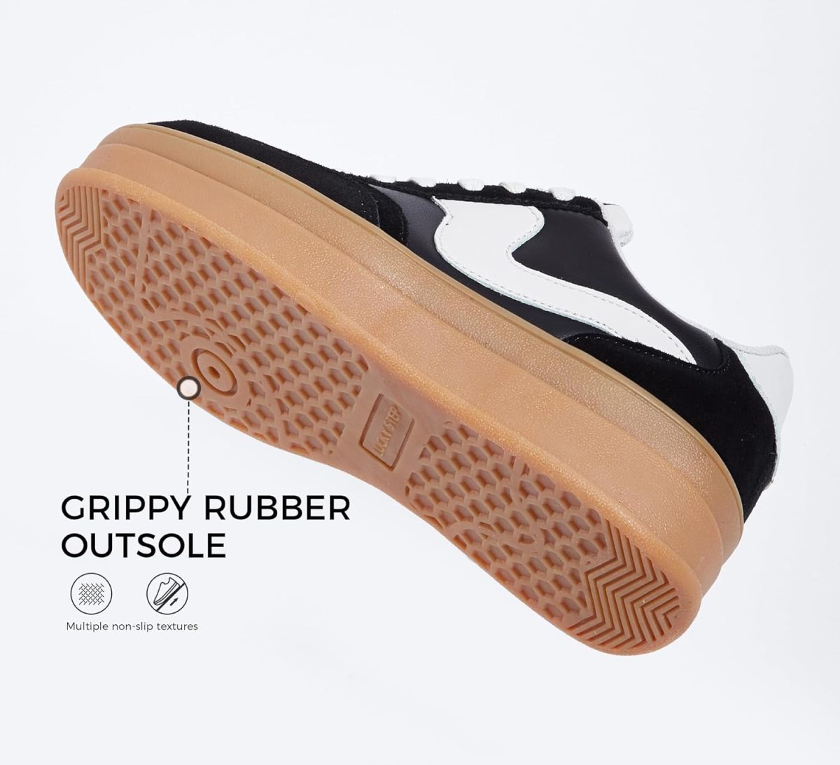 ⁦LUCKY STEP Women's Platform Fashion Sneakers Thick Sole Suede Genuine Leather Classic Rubber Gum Sole Low Top Casual Walking Shoes⁩ - الصورة ⁦9⁩