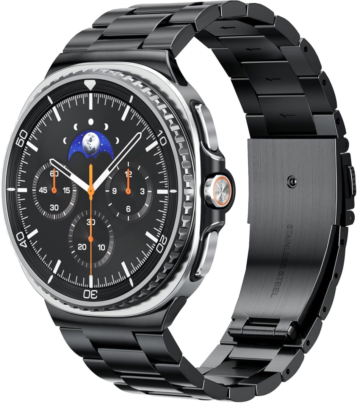Stainless Steel Band Compatible with Samsung Galaxy Watch 8 Classic 46mm, Business Metal Strap Replacement Band for Men Women