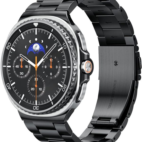 Stainless Steel Band Compatible with Samsung Galaxy Watch 8 Classic 46mm, Business Metal Strap Replacement Band for Men Women