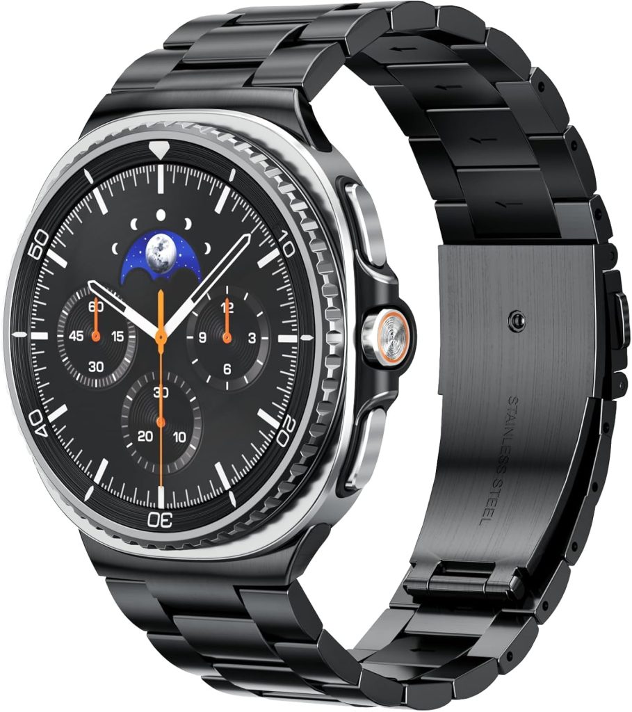 Stainless Steel Band Compatible with Samsung Galaxy Watch 8 Classic 46mm, Business Metal Strap Replacement Band for Men Women
