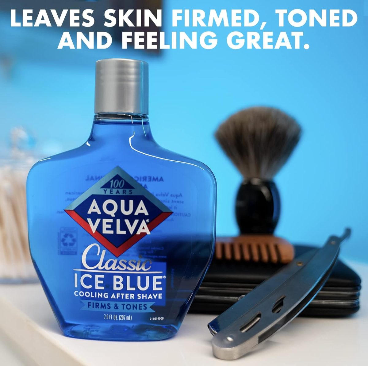 ⁦Aqua Velva After Shave, Classic Ice Blue, Soothes, Cools, and Refreshes Skin, 7 Ounce⁩ - الصورة ⁦4⁩
