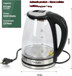 ⁦Electric Kettle1.8L Transparent Glass Kettle Stainless Steel Tea Kettle 1500W Fast Boiling Water Heater,BPA-Free Hot Water Boiler with Auto Shut-Off,Easy to Clean,LED Indicator,Perfect for Home,Office⁩ - الصورة ⁦2⁩