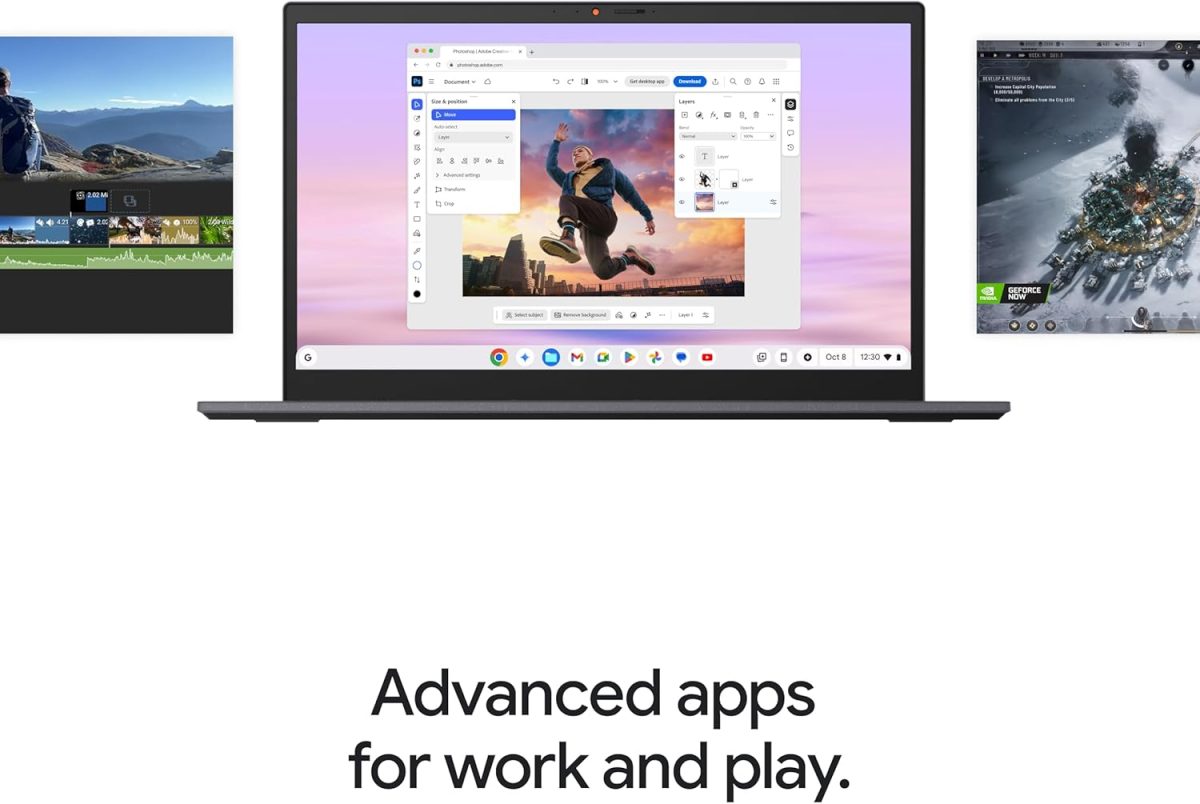 ⁦acer Chromebook Plus 515 Laptop with Google AI – 15.6" Full HD 1920 x 1080 IPS Touch Display | Intel Core i3-1305U | 8GB LPDDR5X | 256GB SSD | Wi-Fi 6E | FHD Camera | Chrome OS | CB515-2HT-33M4⁩ - الصورة ⁦4⁩