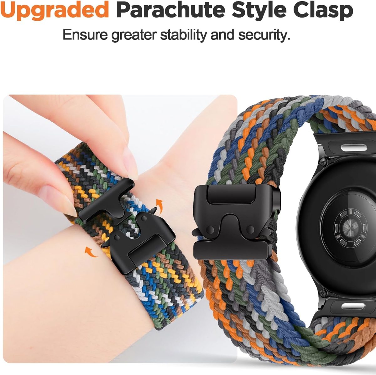 ⁦Compatible with Huawei Watch GT 5 46mm Strap,22mm Woven Nylon Replacement Straps for GT 4 46mm, One-click Replacement Strap for Watch 4/4 Pro/Ultimate with Parachute Buckle⁩ - الصورة ⁦2⁩