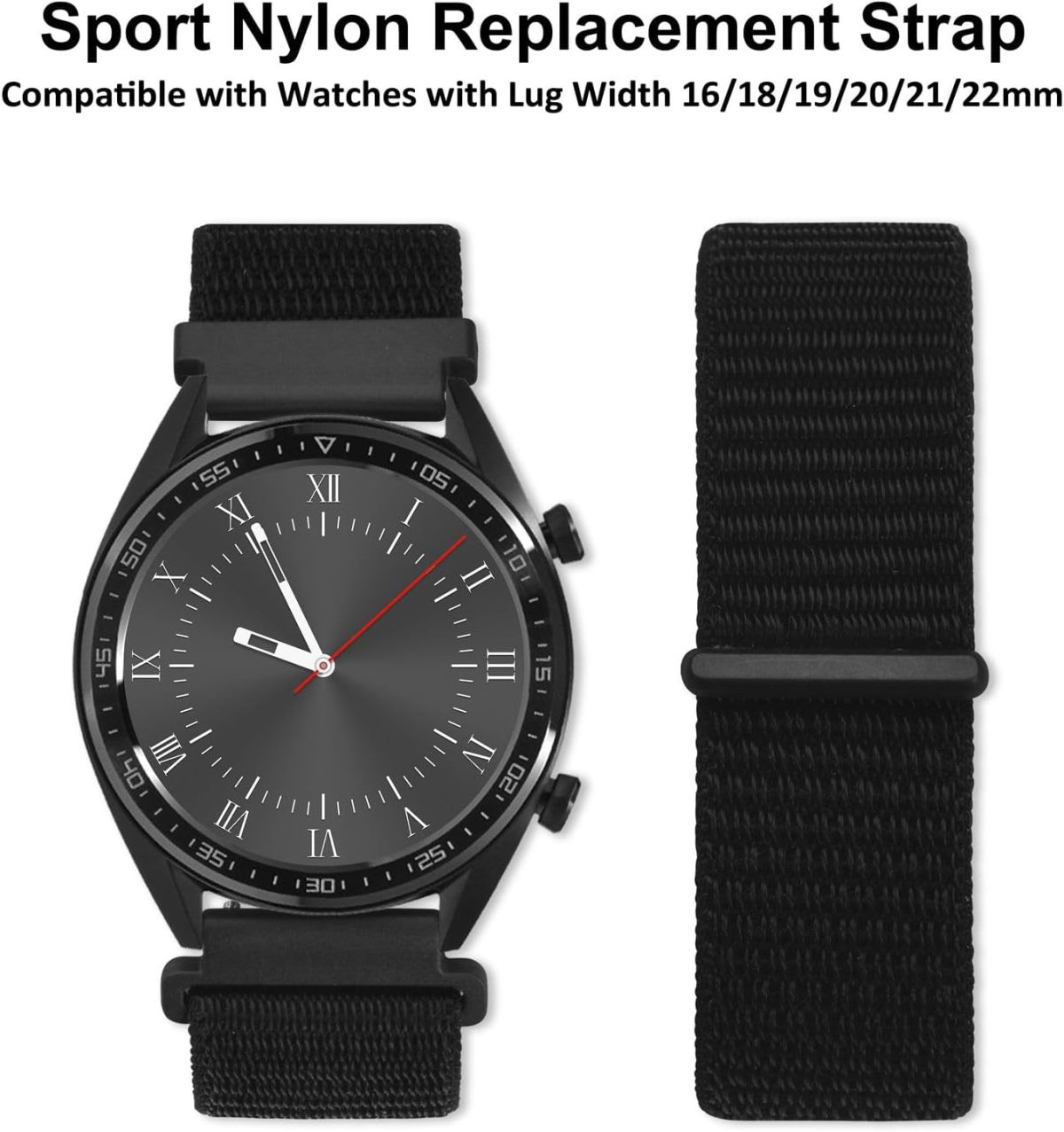 ⁦WOCCI Adjustable Nylon Sport Watch Bands with Hook and Loop Fastener, Quick Release Watch Straps for Men and Women, Band Width 16mm 18mm 19mm 20mm 21m 22mm 24mm⁩ - الصورة ⁦8⁩