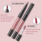 ⁦EXCEFORE Lip Liner and Lipstick Set, Matte Liquid Lipstick and Lip Liner Pens Set, Up to 12 Hour Wear, Non-Stick Cup Lip Gloss & Lip Line Pencil Set For Women (Bean Paste Color)⁩ - الصورة ⁦4⁩