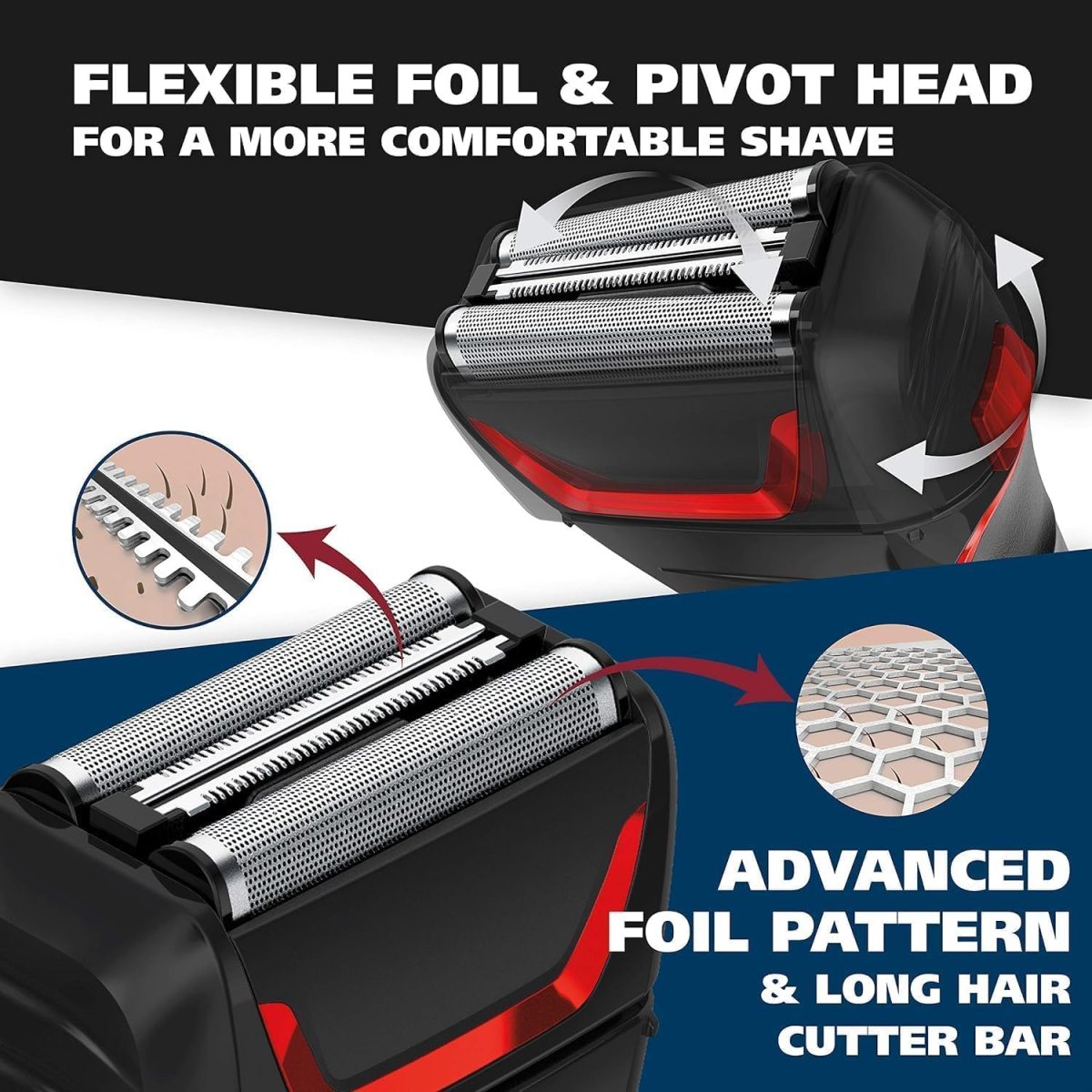 ⁦Wahl Clean & Close Electric Razor Rechargeable Wet/Dry Waterproof Electric Shaver for Cordless Men's Grooming & Beard Trimming - Lithium Ion with Long Run Time & Quick Charge – Model 7064⁩ - الصورة ⁦5⁩