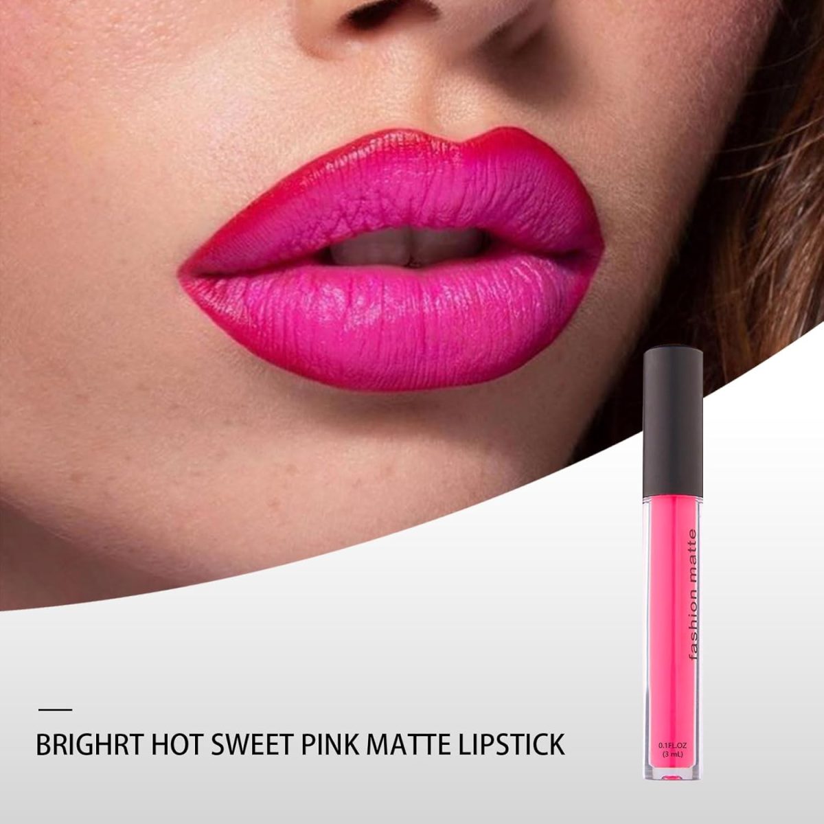 ⁦Velvet Matte Bright Hot Pink Liquid Lipstick, Waterproof Quick-Drying Non-Sticky Full-Coverage Lip Gloss, Lipsticks for Women Long Lasting Matte Lipstick⁩ - الصورة ⁦7⁩