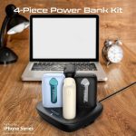 ⁦Promate 4-piece power bank Premium kit with 10,000mAh ultra-compact chargers, USB-C™ and Lightning Built-in cables, LED screen, 22.5 PD, USB-C™ and USB-A™ Ports, and Charge Protection, Quatro-10⁩ - الصورة ⁦2⁩