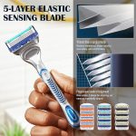 ⁦Joyzzz Razor Blade Refills, 12Pack Safety Razors Blade with Precision Beard Trimmer, Comfort Shave Blades with Dual Lubrication, Easy to Install and Rinse, Shaving Blade for Mens Compatible Fusion 5⁩ - الصورة ⁦2⁩