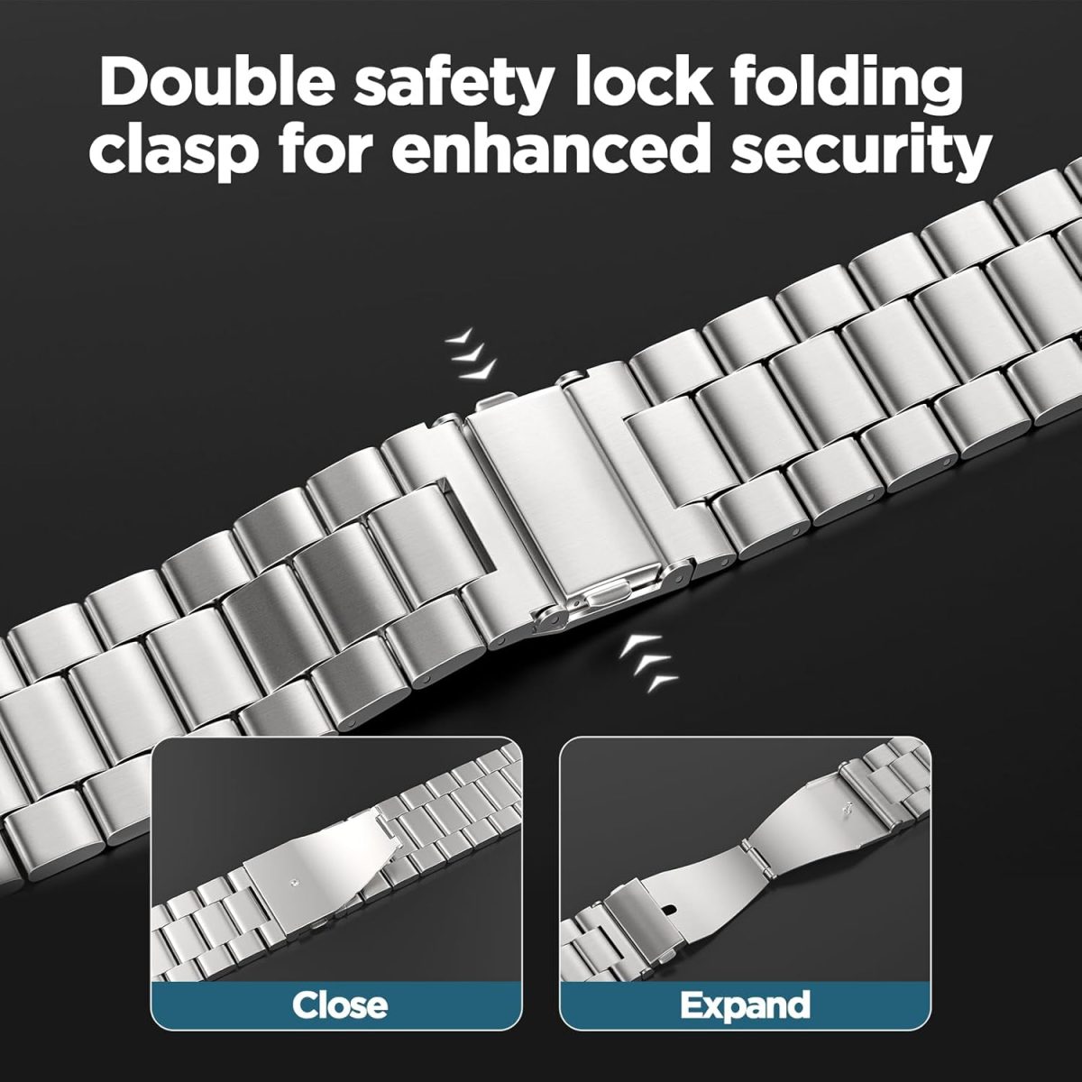 ⁦No Gap Stainless Steel Strap Compatible with Samsumg Galaxy Watch 7/6/5/4/FE 40mm 44mm, Quick Release Metal Straps for Galaxy Watch 6 Classic 43mm 47mm Replacement Band⁩ - الصورة ⁦3⁩