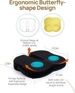⁦Travel Ease Ergonomic Seat Cushion, Premium Memory Foam Chair Pad with Anti-Slip Base for Long Hours Sitting Comfort, Hip Support Pillow for Office Chair, Car Seat, Home Use (Black)⁩ - الصورة ⁦3⁩