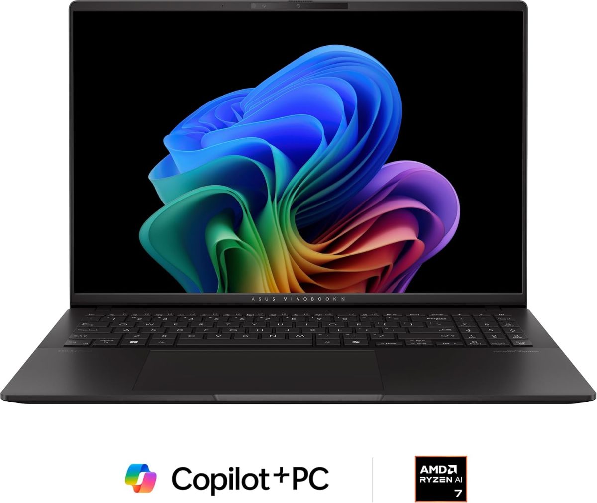 ⁦ASUS Vivobook S16 Laptop, Copilot+ PC, AMD Ryzen AI 7 350 with XDNA NPU, 16GB Memory, 1TB SSD, Neutral Black, M5606KA-DS76⁩ - الصورة ⁦2⁩