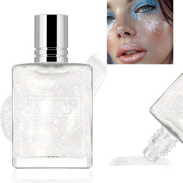 NALACAL Luxurious Roll-On Liquid Highlighter, Waterproof and Quick-Drying Shimmer Makeup for Face and Eyes, Long-Lasting Moisturizing Glitter Illuminator, Non-Greasy with Multiple Uses