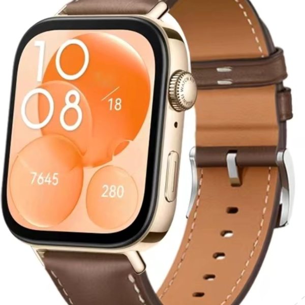 NESLIN Leather Band Compatible with Huawei Watch Fit 4/4 Pro 2025/Fit 3 Band Replacement Straps, Premium Leather Classic Style Replacement Strap Wristband for Women Men