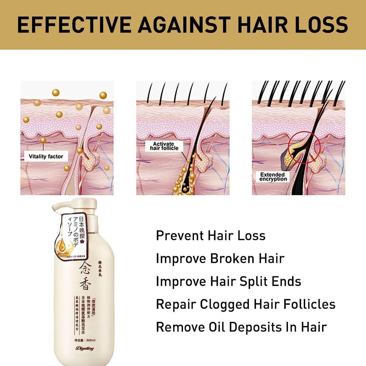 ⁦2023 New Sakura Japanese Shampoo, Sakura Hair Growth Japan'S No. 1 Shampoo, Sakura Shampoo and Conditioner Japanese, for Hair Loss, Volumizing & Moisturizing (Shampoo)⁩ - الصورة ⁦5⁩