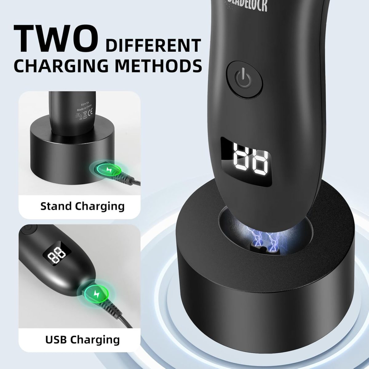 ⁦LEMULEGU Men Body Hair Trimmers,Electric LCD Battery Indicator Safe Blade Waterproof Groin Hair Shavers Male Painless Wet and Dry Quiet Hygiene Razor with Standing Charging SMT033 Black⁩ - الصورة ⁦5⁩