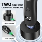 ⁦LEMULEGU Men Body Hair Trimmers,Electric LCD Battery Indicator Safe Blade Waterproof Groin Hair Shavers Male Painless Wet and Dry Quiet Hygiene Razor with Standing Charging SMT033 Black⁩ - الصورة ⁦5⁩