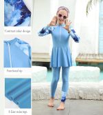 ⁦Maxmana Secret 3Pcs Girls Long Sleeve Swimsuit Bathing Suit Modest Muslim Swimsuit Set Rash Guard Swimwear Full Coverage Swimwear⁩ - الصورة ⁦4⁩