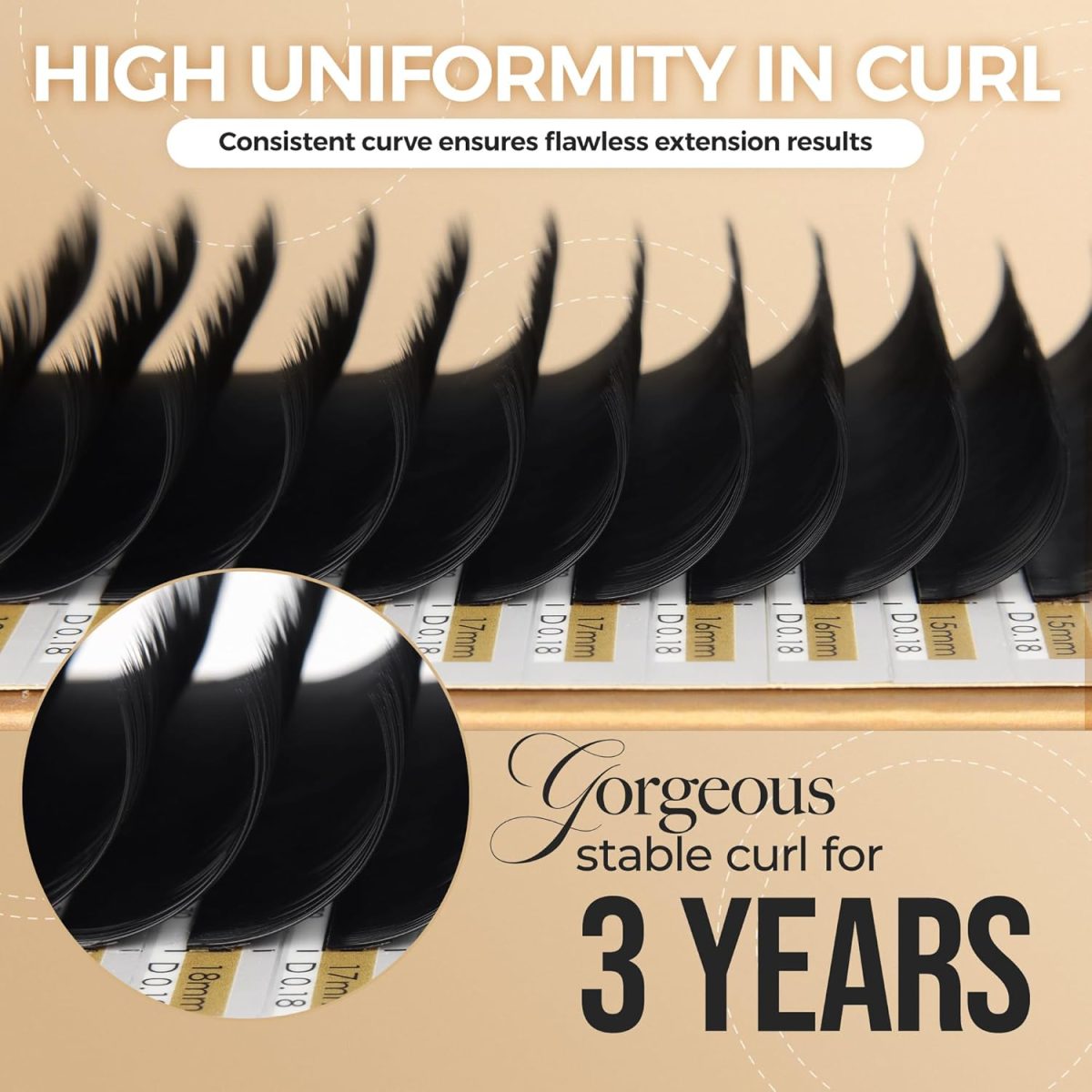 ⁦Russian Volume Lashes 0.03mm Thickness C Curl 8-15mm Mix Tray Faux Individual Eyelash Extension Soft Semi-Permanent Lashes Pure Korean(Professional Salon Use)⁩ - الصورة ⁦3⁩