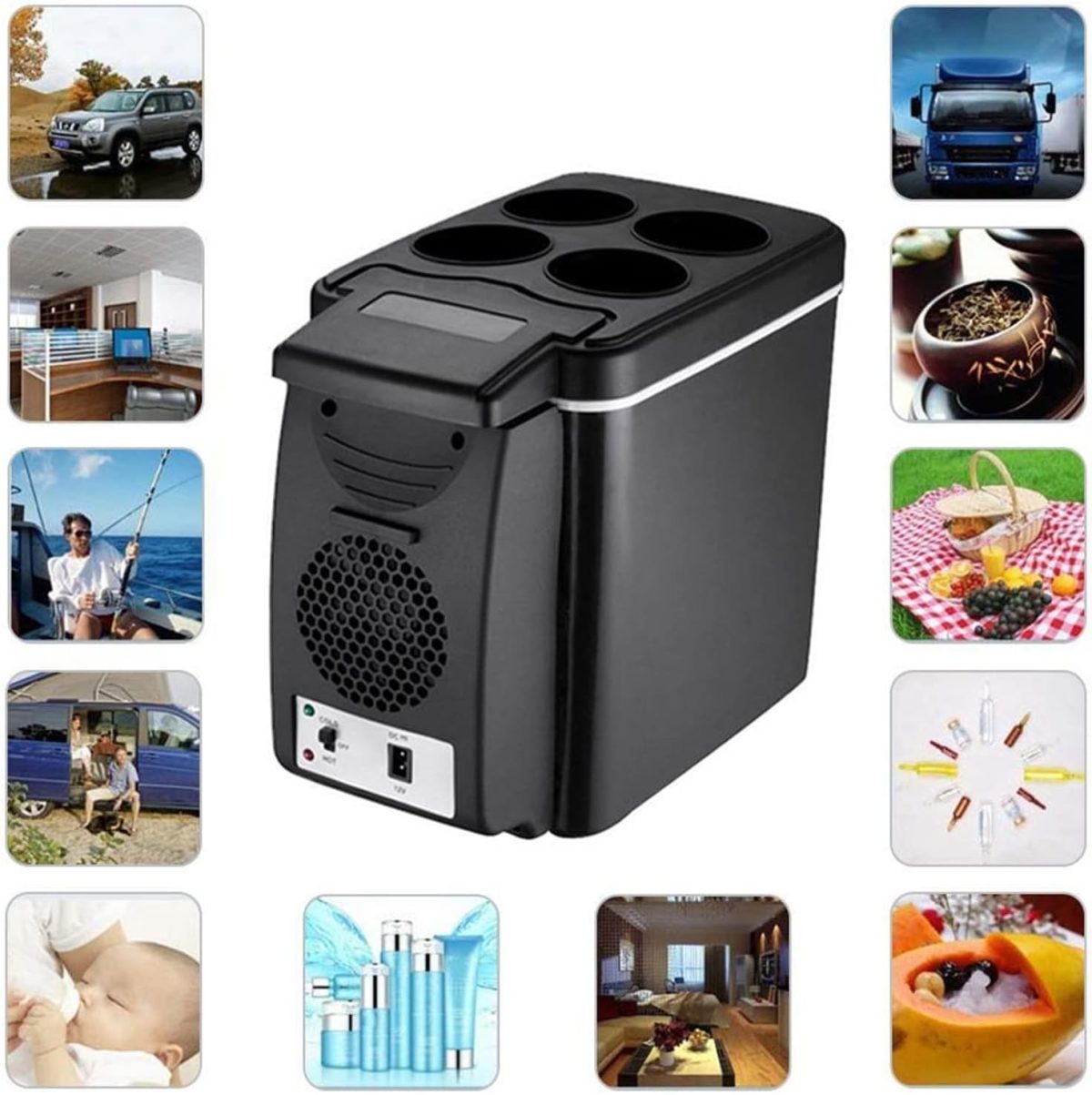 ⁦QBNZAXC Mini fridge 6 Liter Car Mini Refrigerator Lightweight Dual-Use Insulated Cooler Box Container Semiconductor Car Refrigerator Ice Box⁩ - الصورة ⁦5⁩